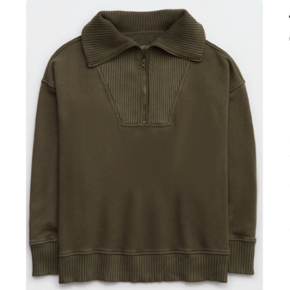 Aerie Down To Earth Quarter Zip Sweatshirt